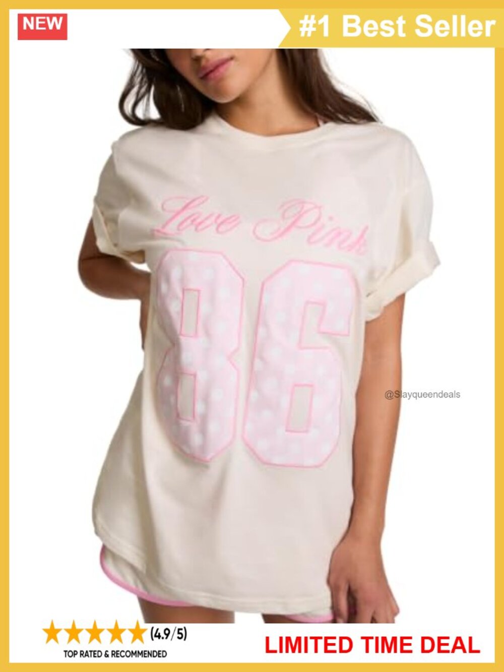 Oversized Campus Cotton Tee Short Sleeve Crew Neck Letter Print